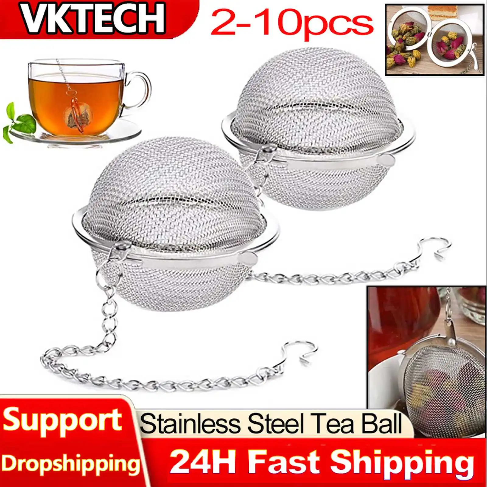 Tea Strainer Mesh - 2-10 Stuks Roestvrijstalen Bal Mesh Infuser