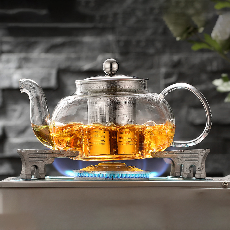 Coffee Tea Game - 600/800 Ml Hittebestendige Glazen Theepot Bloem