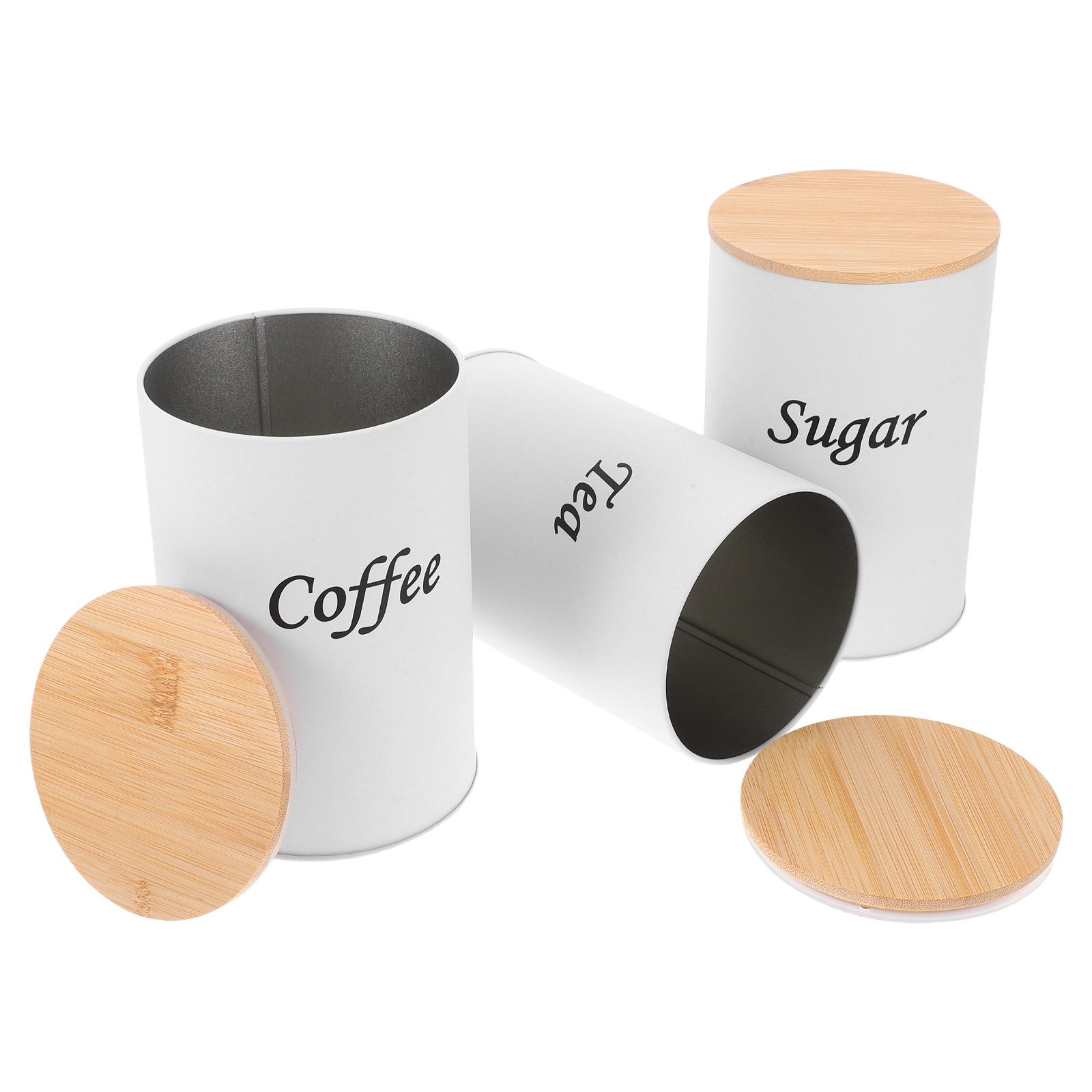 Coffee Tea Bean - 3 stuks luchtdichte ronde voorraadbusjes gegalvaniseerd