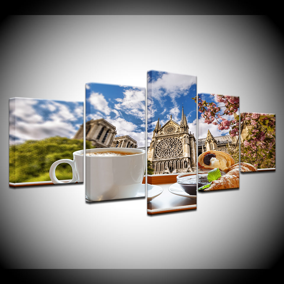 Wallpaper Coffee And Tea - Canvas Schilderij Thee tijd koffie brood