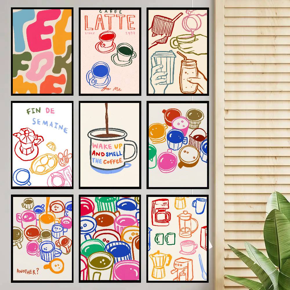 Wallpaper Coffee And Tea - Kleur Esthetiek Retro Keuken Koffie Latte