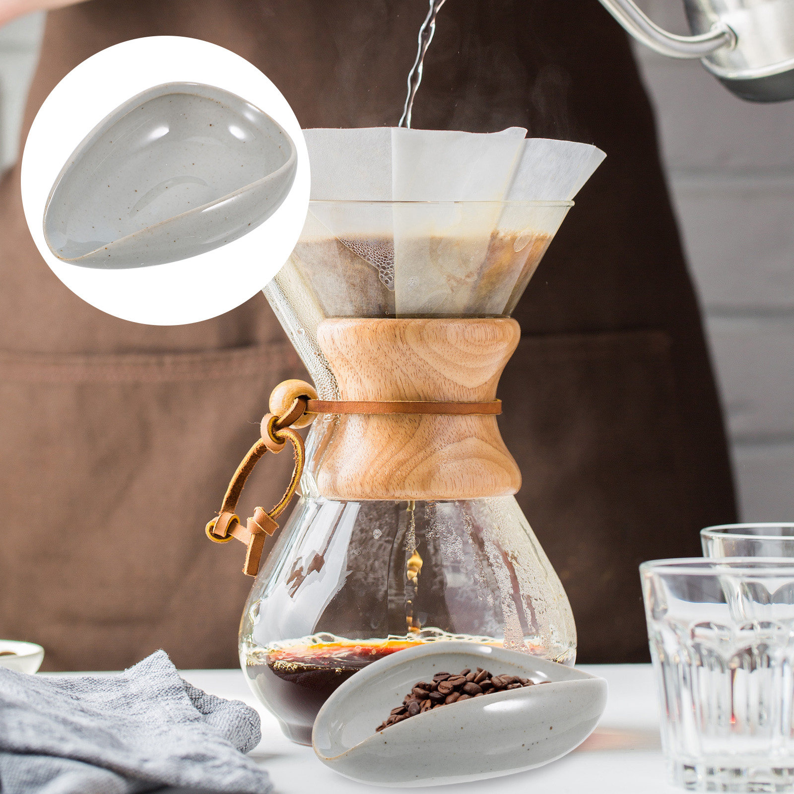 Coffee Tea Bean - Keramische koffiebonenbak, doseerbeker, weegschaal voor bonen,