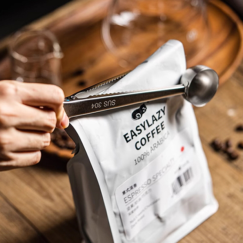 Coffee Tea Bean Leaf - 2026 Nieuwe roestvrijstalen koffielepel met clip,