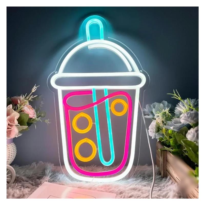 Wallpaper Coffee And Tea - Boba Tea Neon Sign, Milk Tea