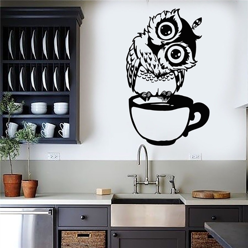 Wallpaper Coffee And Tea - Grappige cartoon uil kopje thee koffie