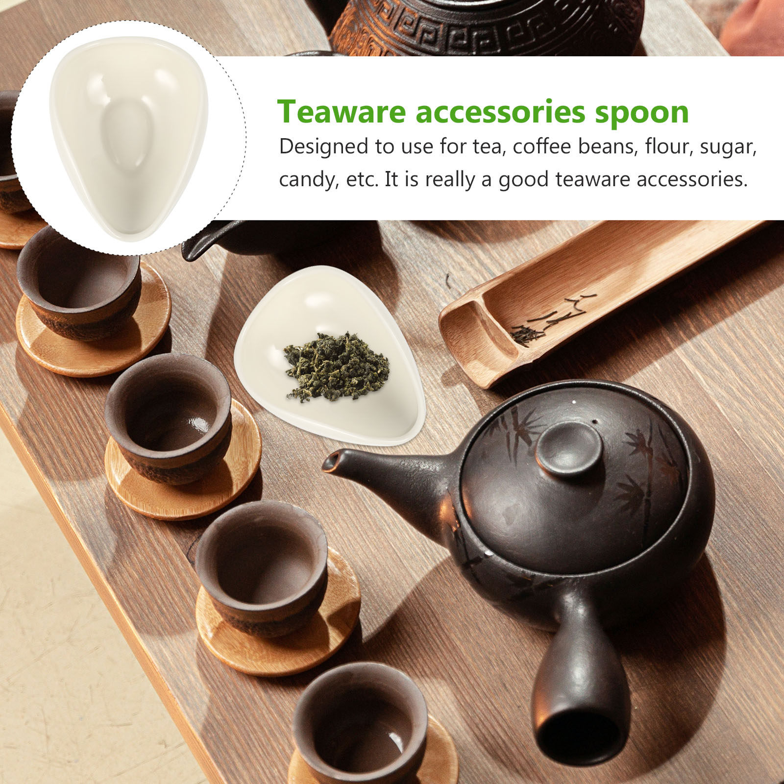 Coffee Tea Bean Leaf - 2 stuks keramische theelepels voor losse