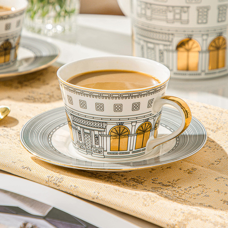 Coffee Tea Game - Architecturale kop en schotel koffiemok Europese