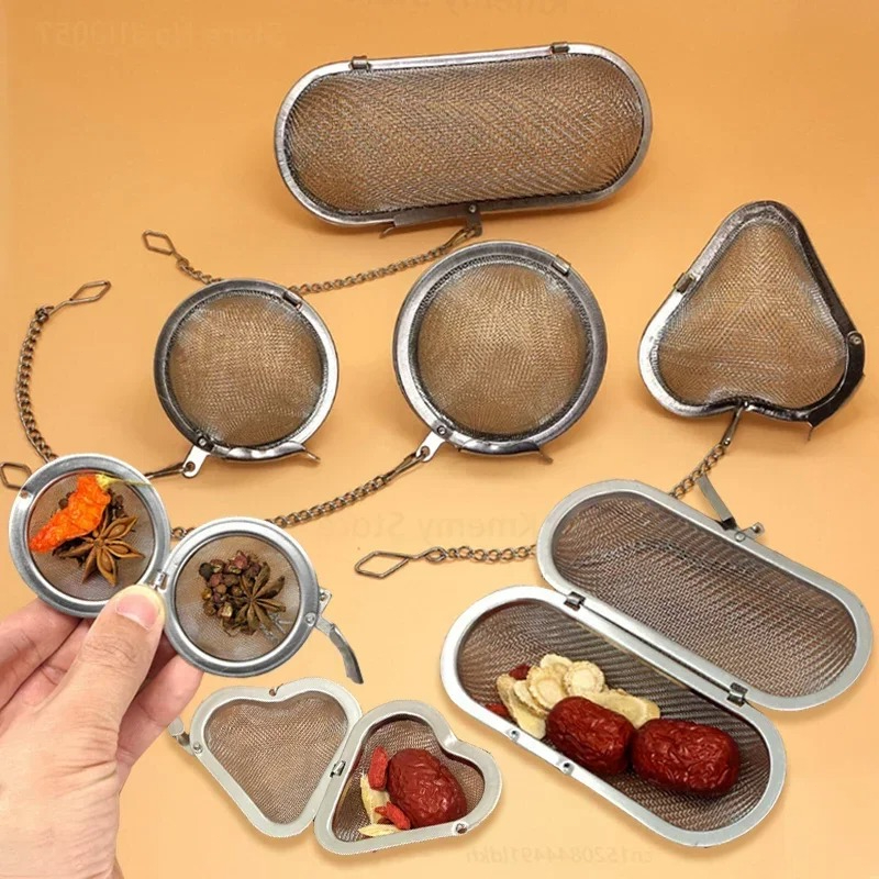 Tea Strainer Mesh - Roestvrijstalen ovale hartvormige theezeef met ketting,