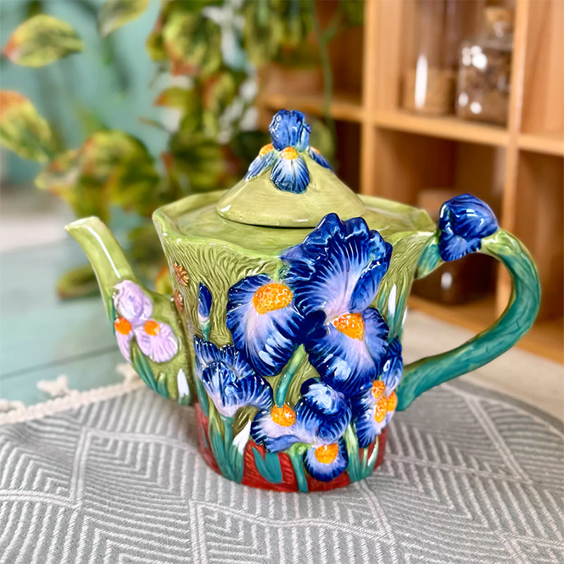 Creatieve blauwe bloemen keram - Coffee Tea Van recensie en prijs
