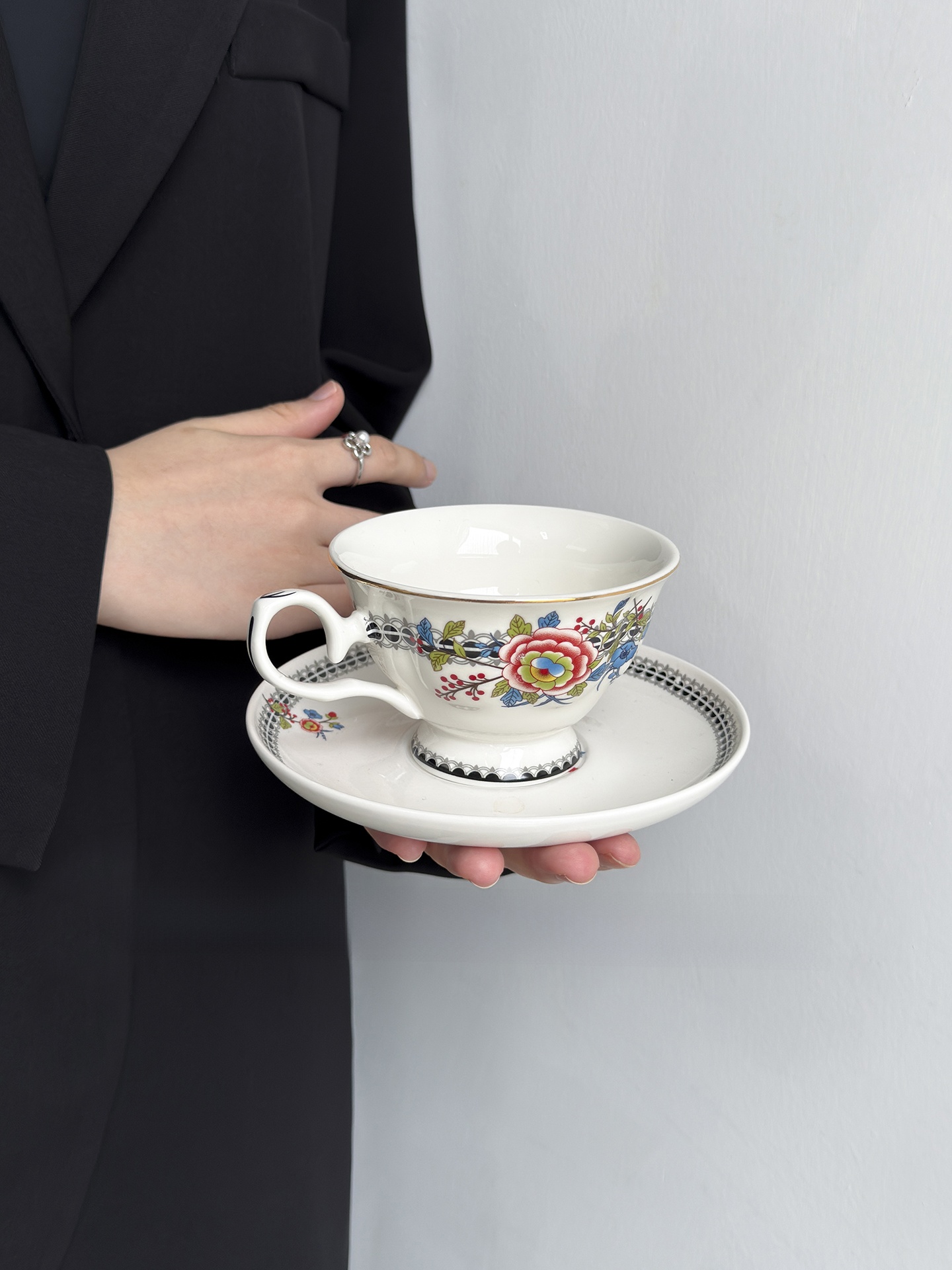 Bloemenmotief Koffiekopjesset, - Coffee Tea English recensie en prijs